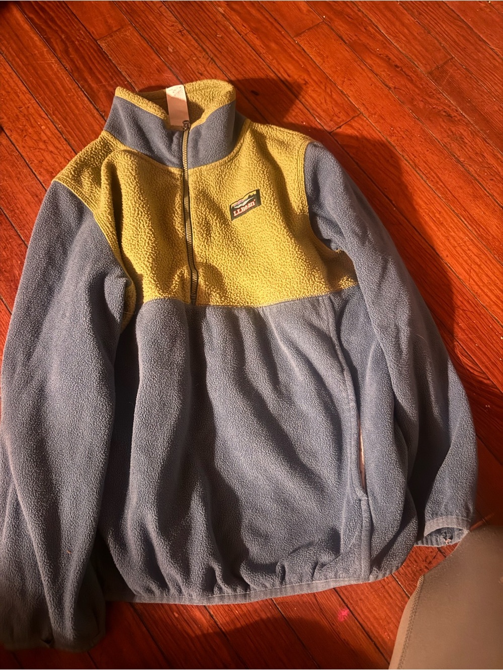 L.L. Bean Two-Tone Fleece Zip-Up Jacket in Yellow & Gray